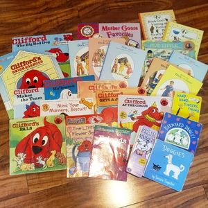 Clifford , Dick & Jane +more Large preschool / kindergarten book box 25+ books